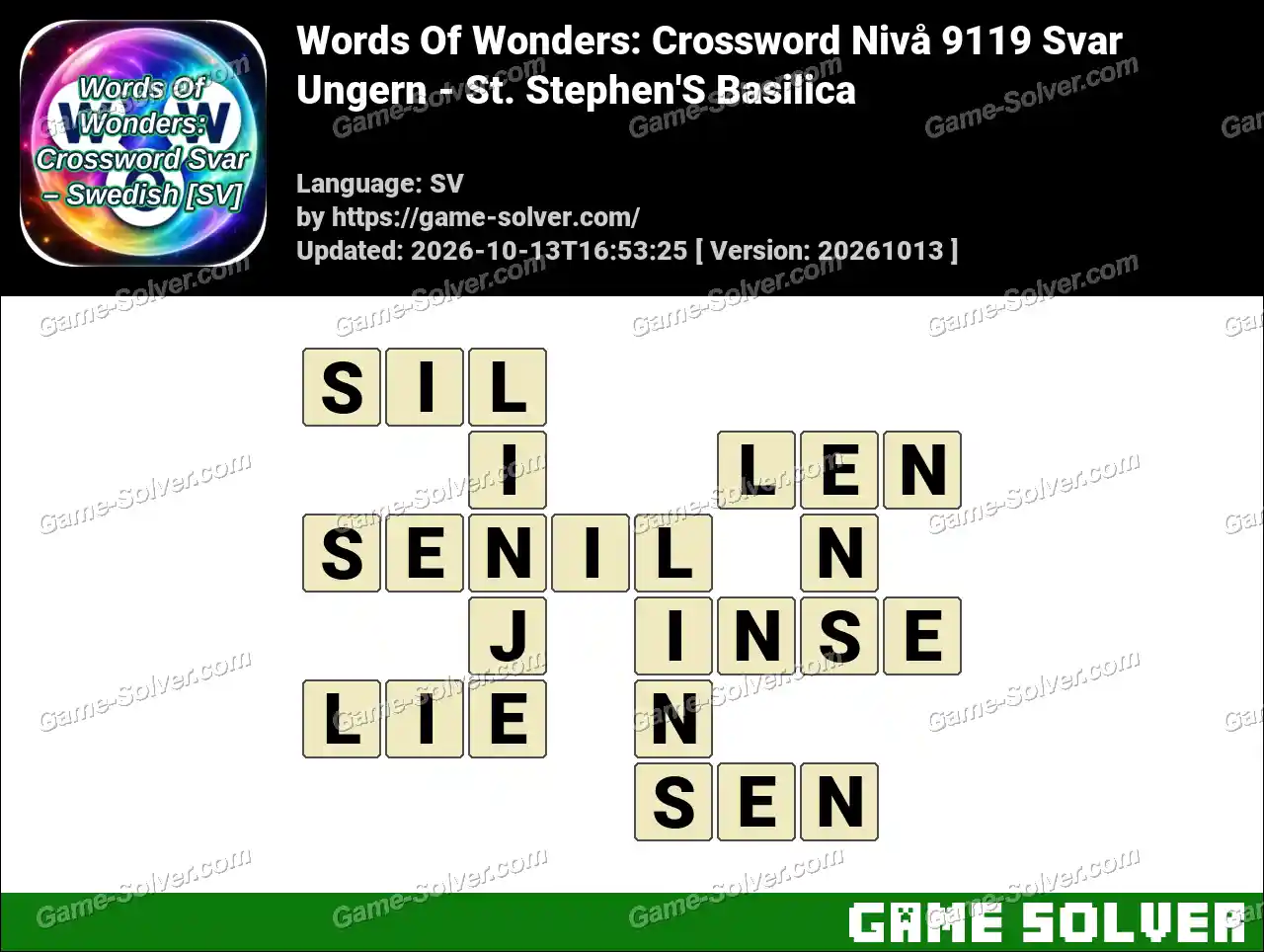 Words Of Wonders: Crossword Nivå 9119 Svar – Ungern – St. Stephen’S Basilica